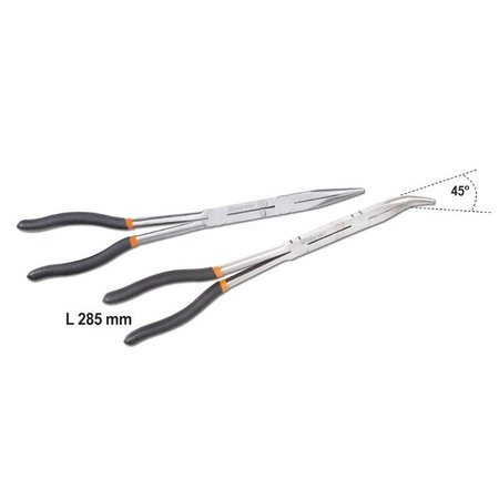 BETA Set of 2 extra-long, knurled double swivel nose pliers 010090060